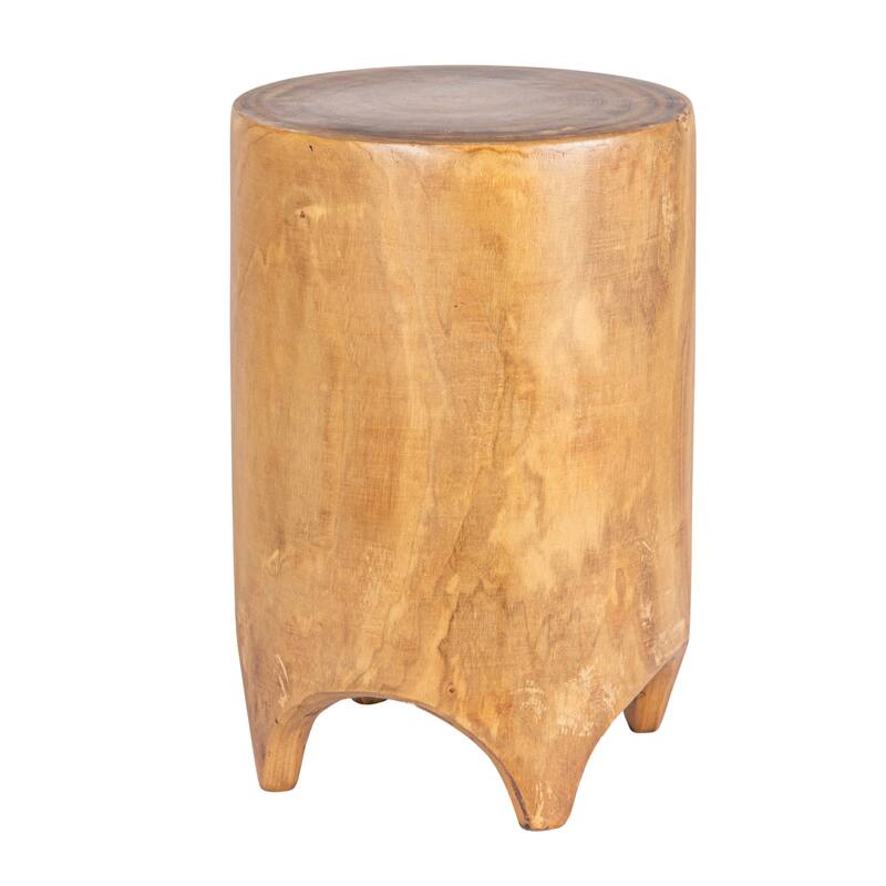 Hand-Carved Wood Stool - Walnut