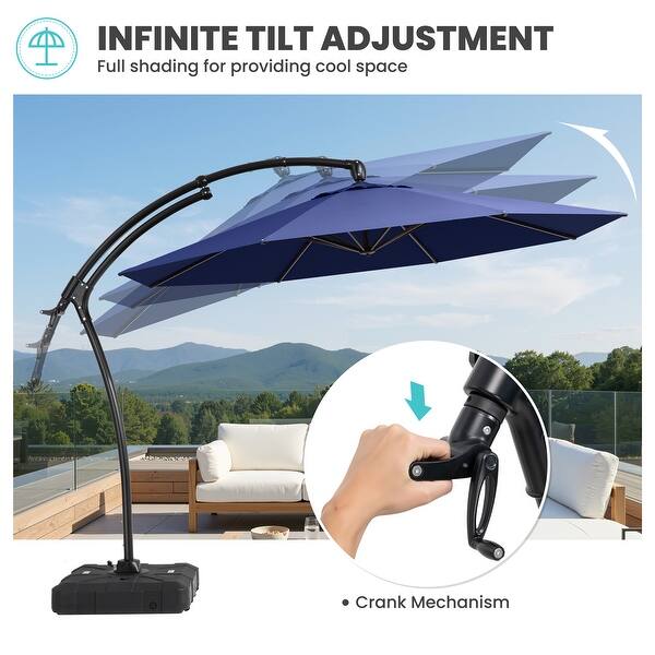 bed bath beyond offset patio umbrella cover 11 FT Outdoor Patio Aluminum Round Curved Cantilever Hanging Offset Umbrella  with Wheel Base - Bed Bath & Beyond