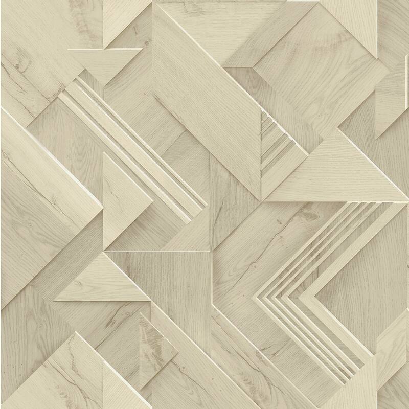 Advantage Cassian Taupe Wood Geo Wallpaper