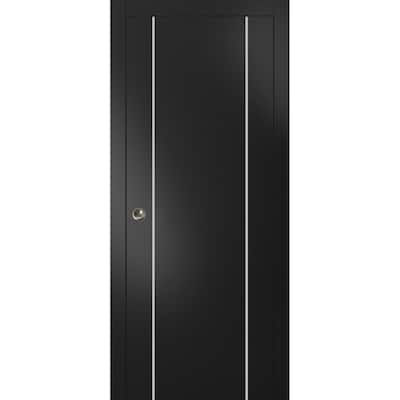 French Pocket Door 18x80 with Planum 0410 Matte Black with Kit Trims Rail