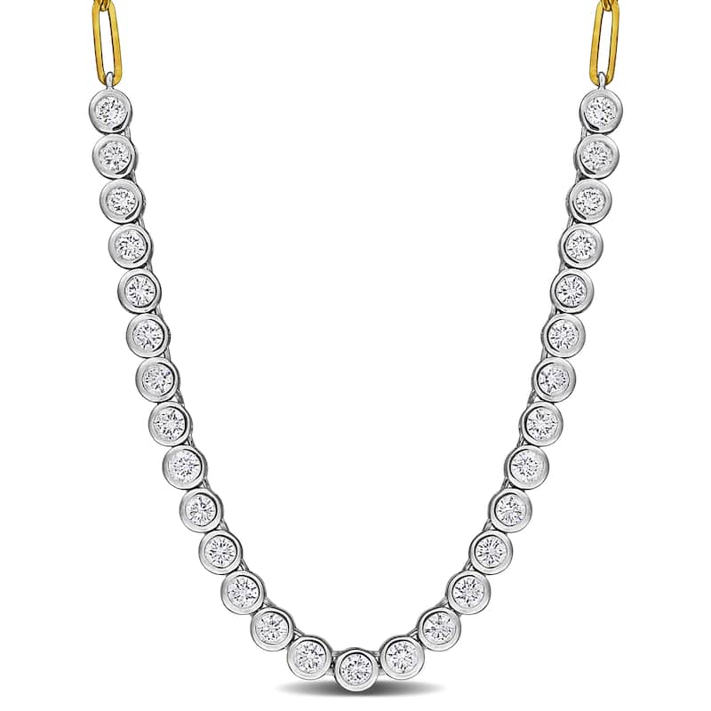 2 3/5ct TW Lab-Grown Diamond Tennis Necklace in 14k Two-Tone Gold