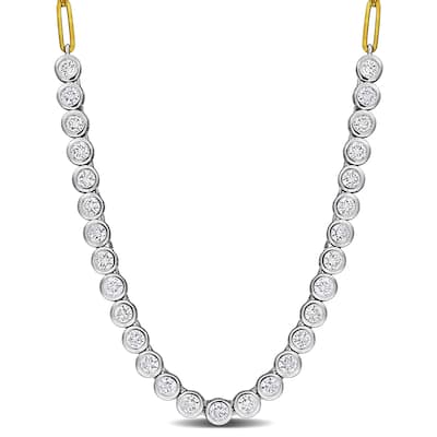 2 3/5ct TW Lab-Grown Diamond Tennis Necklace in 14k Two-Tone Gold