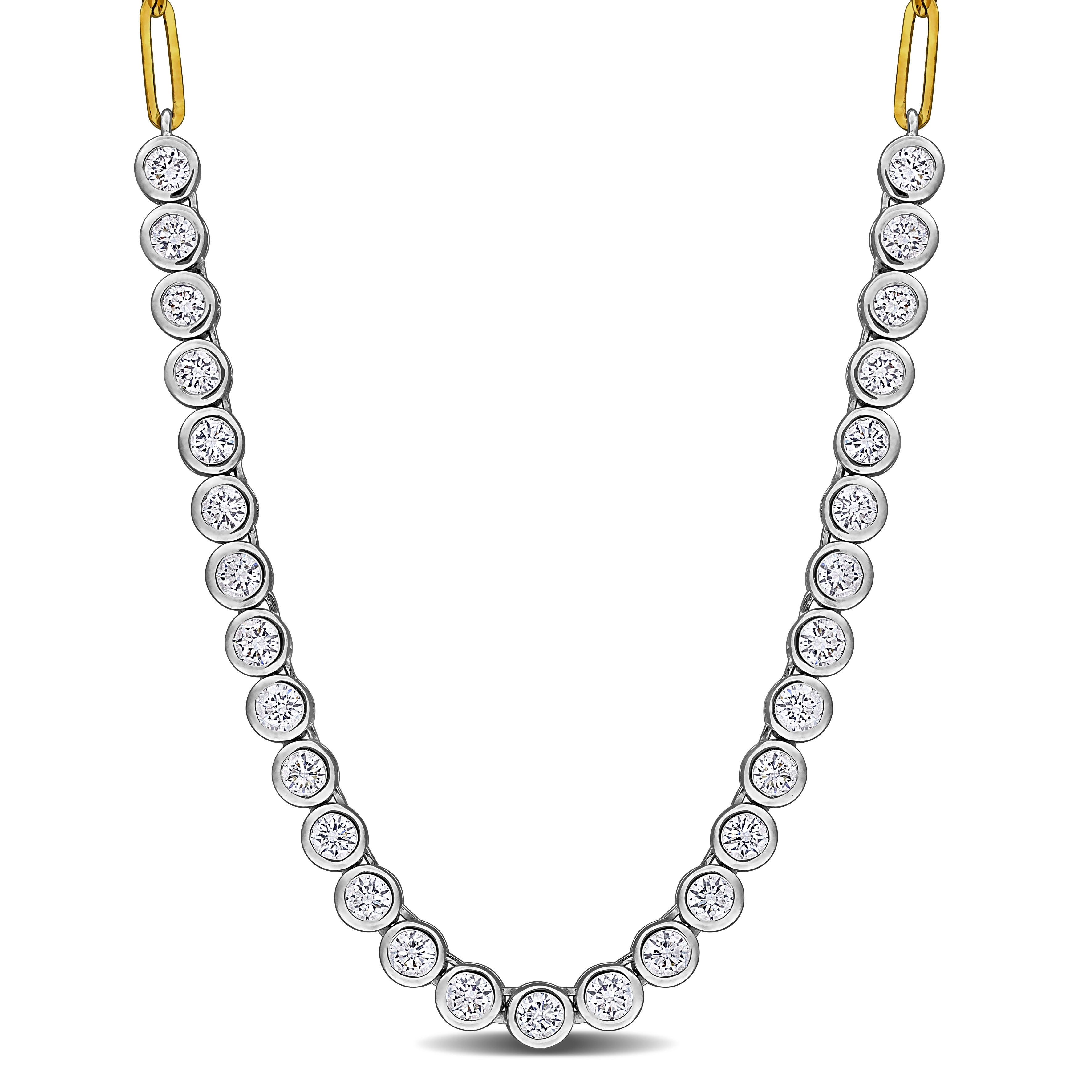 Miadora 2 3/5ct TW Lab-Grown Diamond Tennis Necklace in 14k Two-Tone Gold