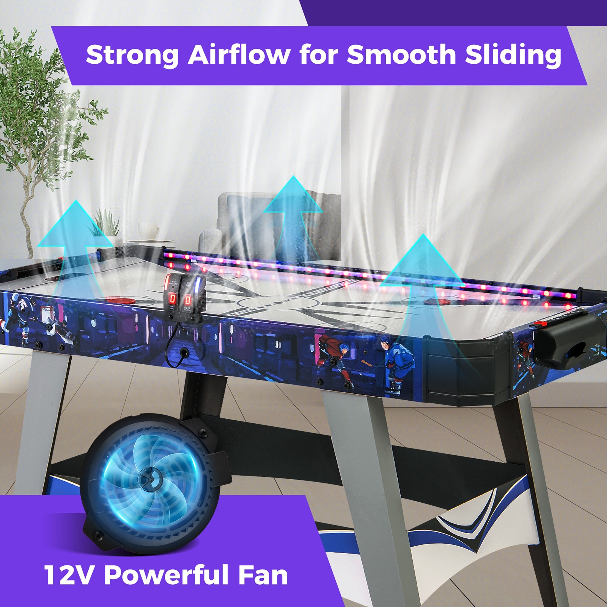 Gymax 54'' Air Hockey Game Table w/2 Pushers Pucks Adjustable Foot