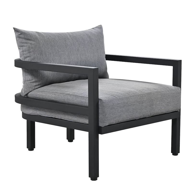 Roomfitters 4-Piece Outdoor Steel Sofa Set with Coffee Table, 3-Seater Couch and 2 Armchairs for Patio Garden