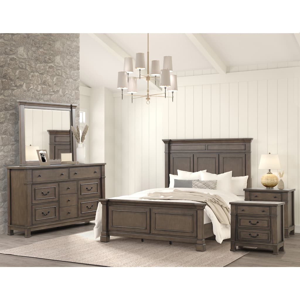 Furniture of America Quinlan 5-Piece Dark Walnut Solid Wood Queen Panel Bedroom Set