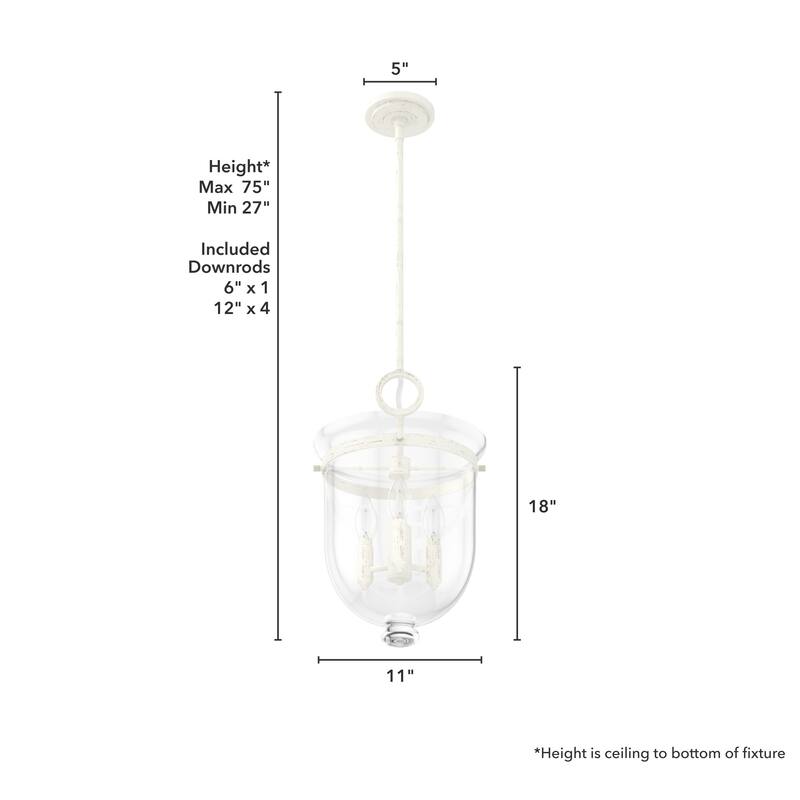 Hunter Belltown 11" 3-Light Pendant - Kitchen Island, Dining Room, Bedroom, Entry - Transitional