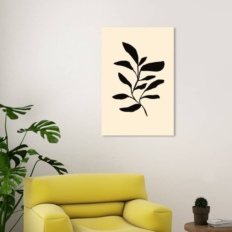 Wynwood Studio Canvas Floral and Botanical Growing Minimalist Black and Vanilla Modern & Contemporary Wall Art Canvas Print - 30 x 20