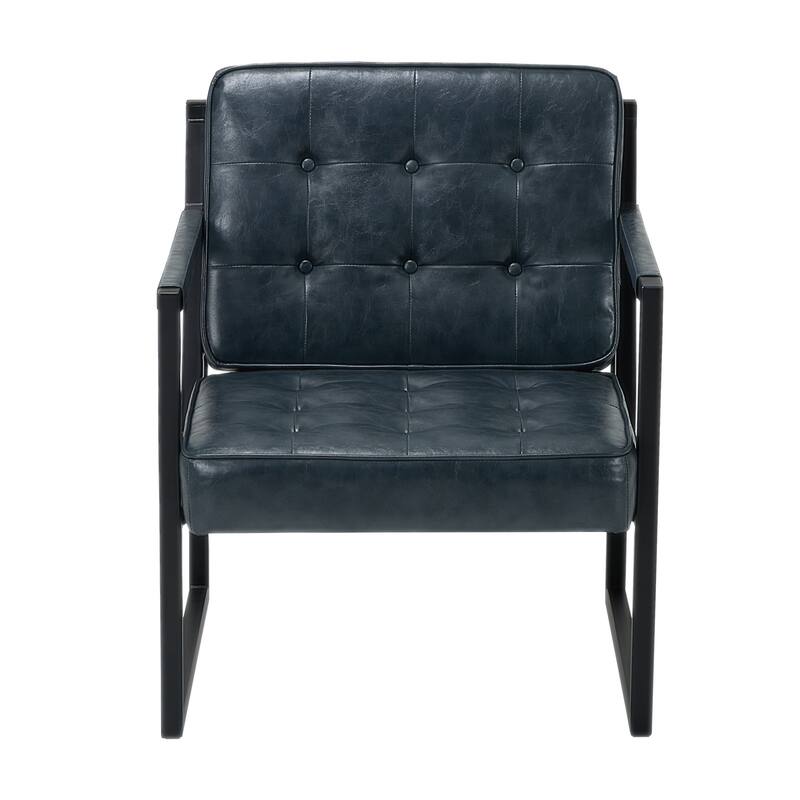 Leather Accent Chair, Accent Arm Chair Comfy Armchair with Metal Legs - Set of 1