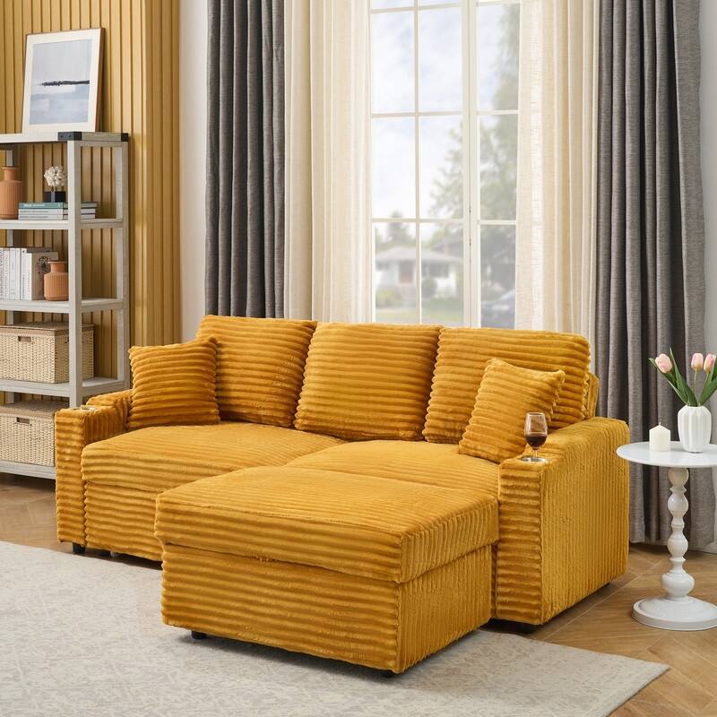 80" Cordylona Sofa, Cup Holder, Ottoman Storage