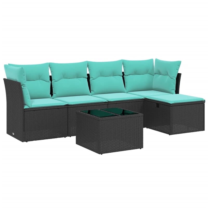 vidaXL Patio Sofa Set with Cushions Outdoor Conversation Furniture Poly Rattan
