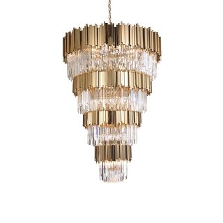 42-Light Gold Metal Chandelier With Clear Crystal Accents - Bed Bath ...