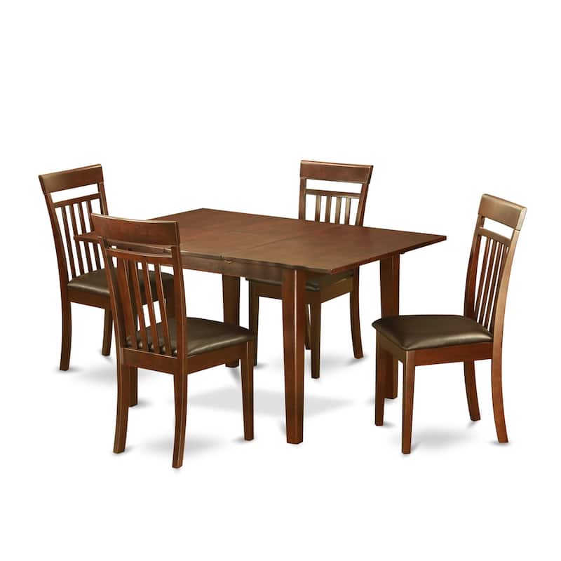 East West Furniture 5 Piece Dinette Set- a Rectangle Dining Table and 4 Dining Room Chairs,Mahogany (Chair seat Option)