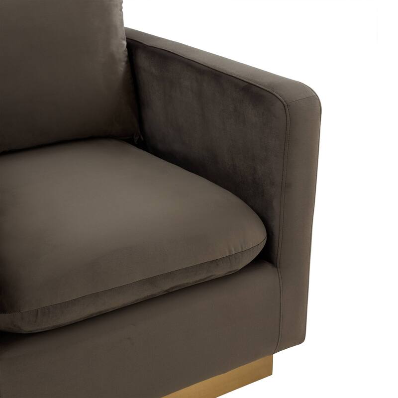 Nervo Velvet Modern Single Seater Sofa, Accent Arm Chair with Gold Stainless Steel Square Base for Living Room & Bedroom - 32.67