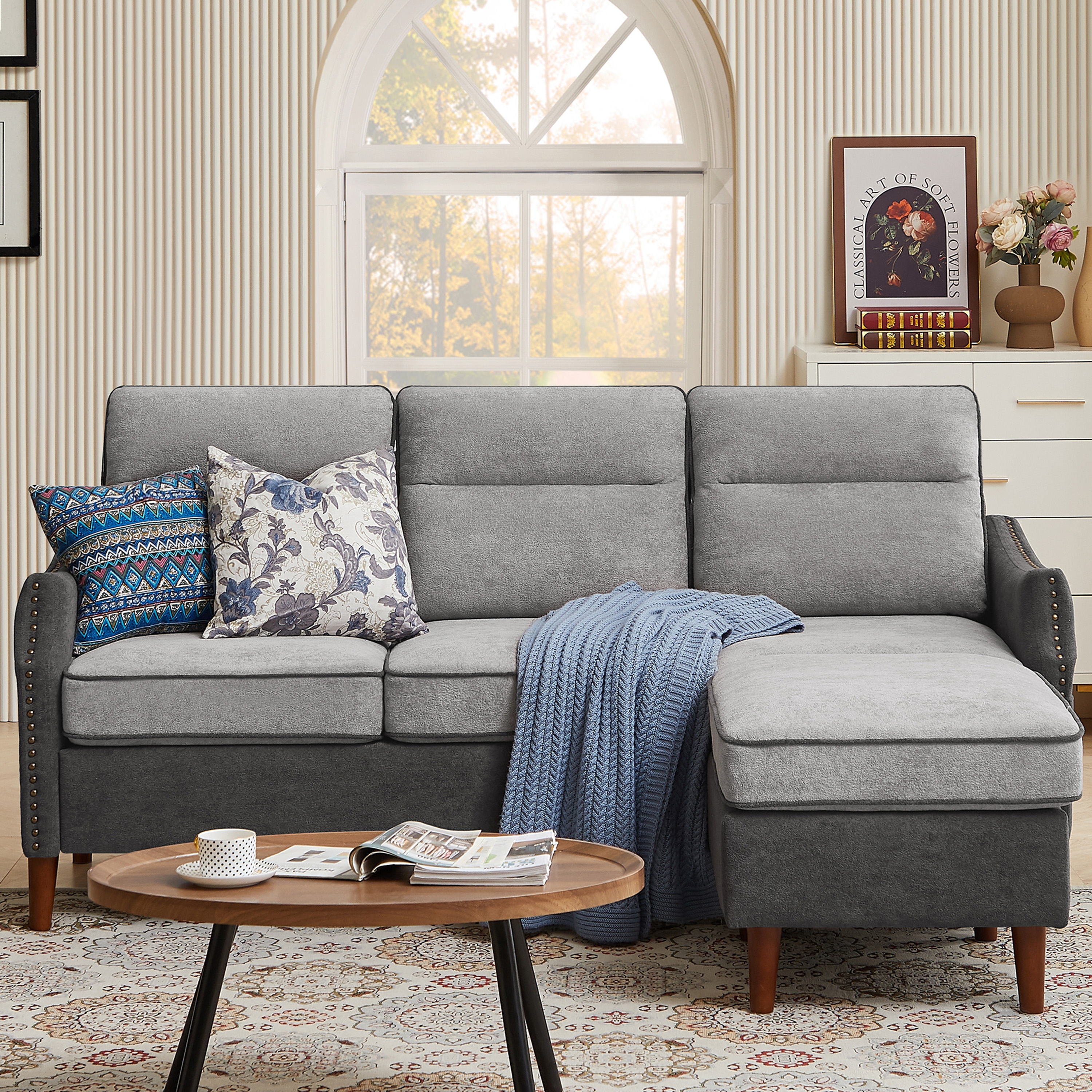 Living room store throw pillow storage