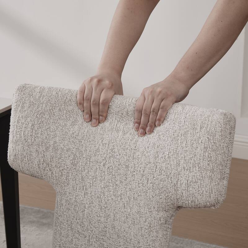 22.05" Wide Modern Upholstered Chenille Dining Chair Set of 2 with Rubberwood Legs, Armless Curved Back Accent Chairs