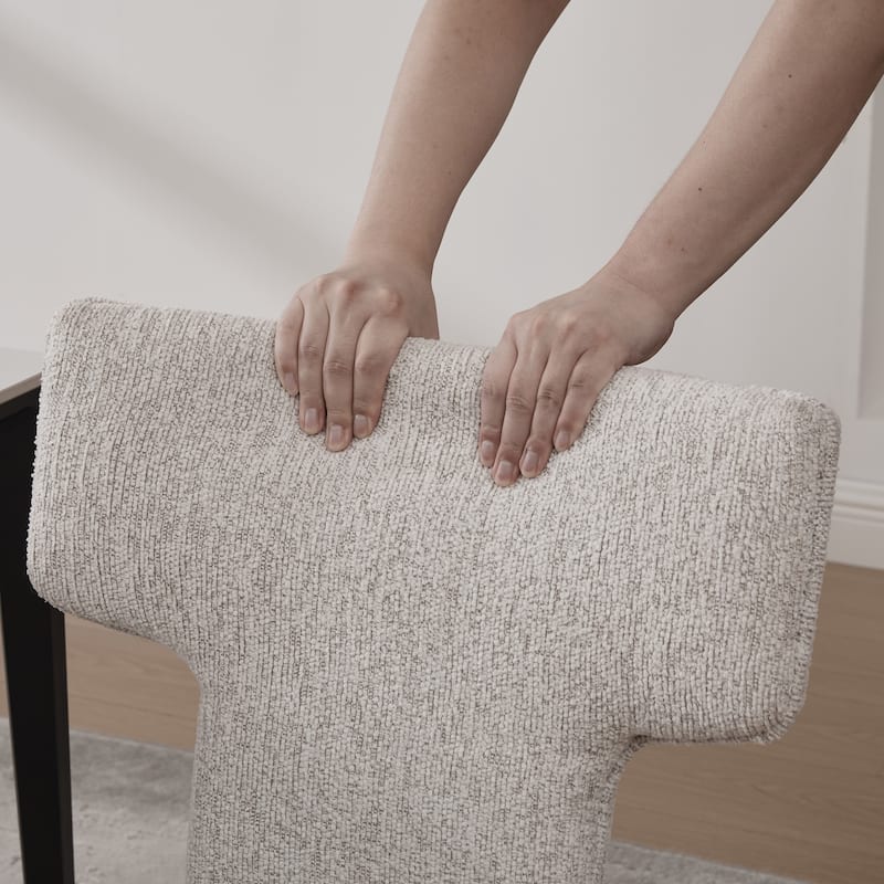 22.05" Wide Modern Upholstered Chenille Dining Chair Set of 4 with Rubberwood Legs, Armless Curved Back Accent Chairs