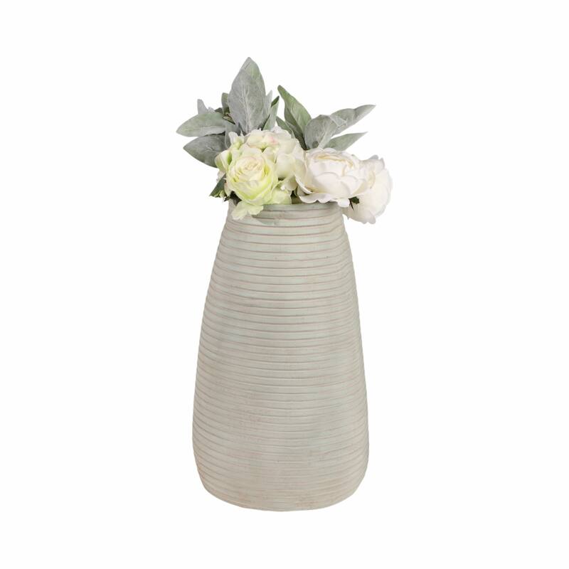 Decorative Modern Ribbed Vase - Teal