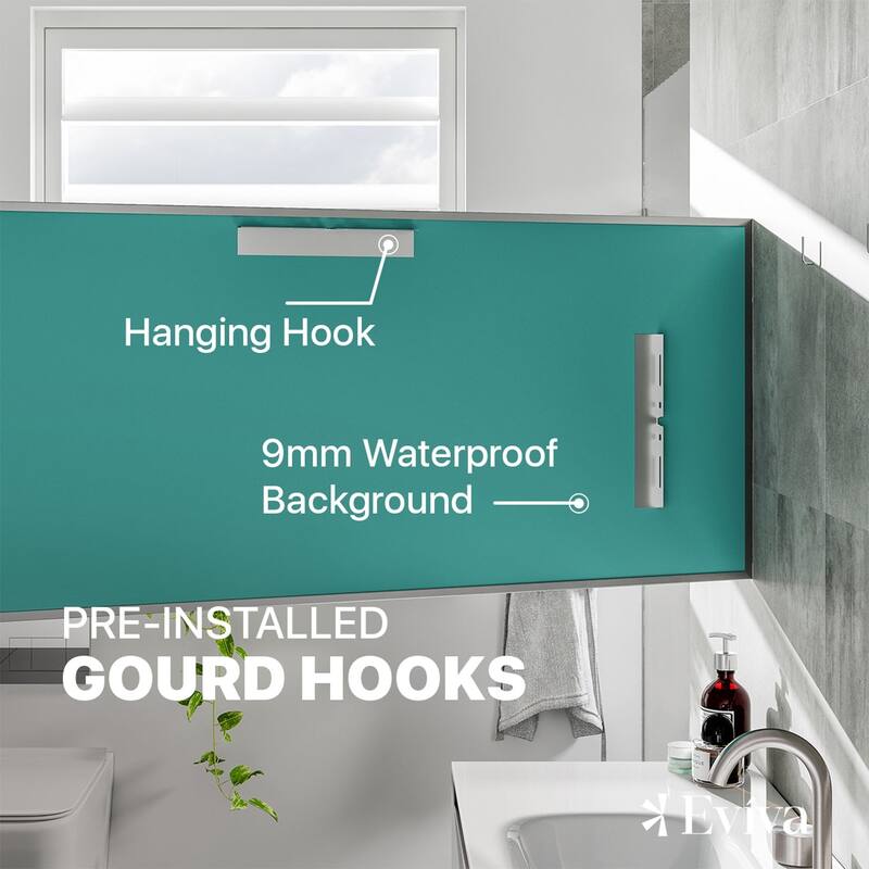 Eviva Sax 47" x 20" Rectangular Brushed Nickel Metal Framed Mirror - Brushed Nickel