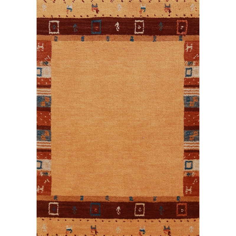 Hand Knotted Oriental 100% Wool Carpet Tribal Tribal Oranges & Rust Gabbeh Area Rug - 3' 0'' X 2' 0''