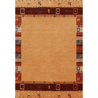 Hand Knotted Oriental 100% Wool Carpet Tribal Tribal Oranges & Rust Gabbeh Area Rug - 3' 0'' X 2' 0''