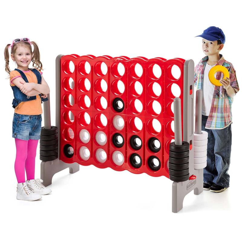 Gymax Jumbo 4-to-Score Game Set 4 in A Row Kids Adults w/ 42 Jumbo
