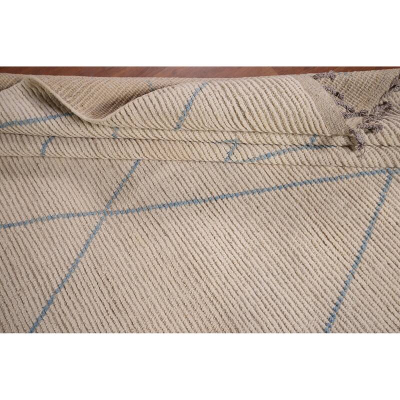 All-Over Trellis Moroccan Large Area Rug Handmade Wool Carpet - 8'10" x 13'7"