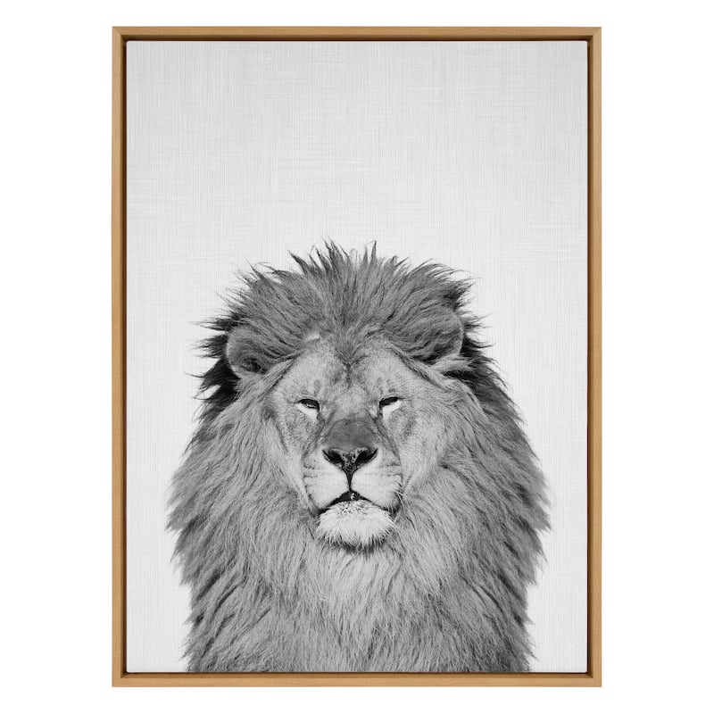 Kate and Laurel Sylvie Lion Framed Canvas by Simon Te Tai
