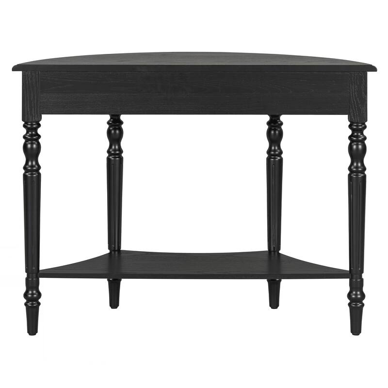 Farmhouse Half Moon Console Table with Drawer & Shelf - Rustic Accent Table