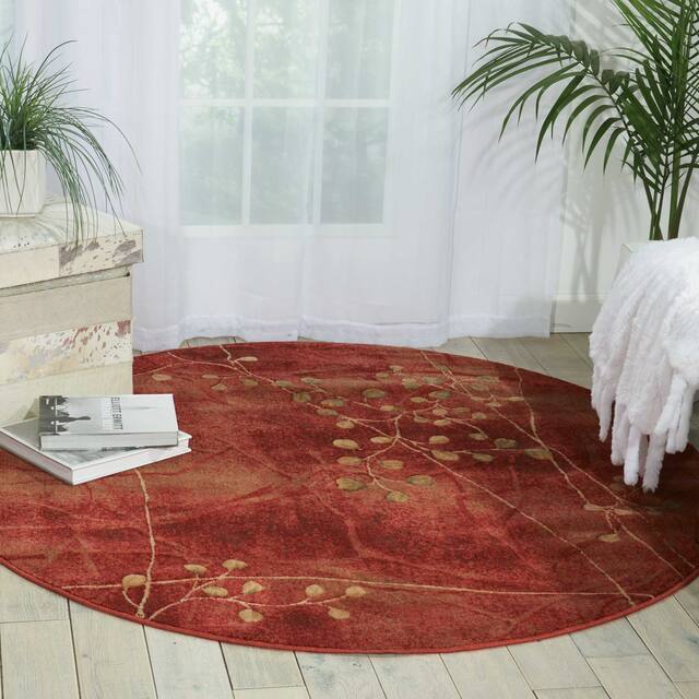 Copper Grove Oxford Floral Area Rug - Red - 5'6" round