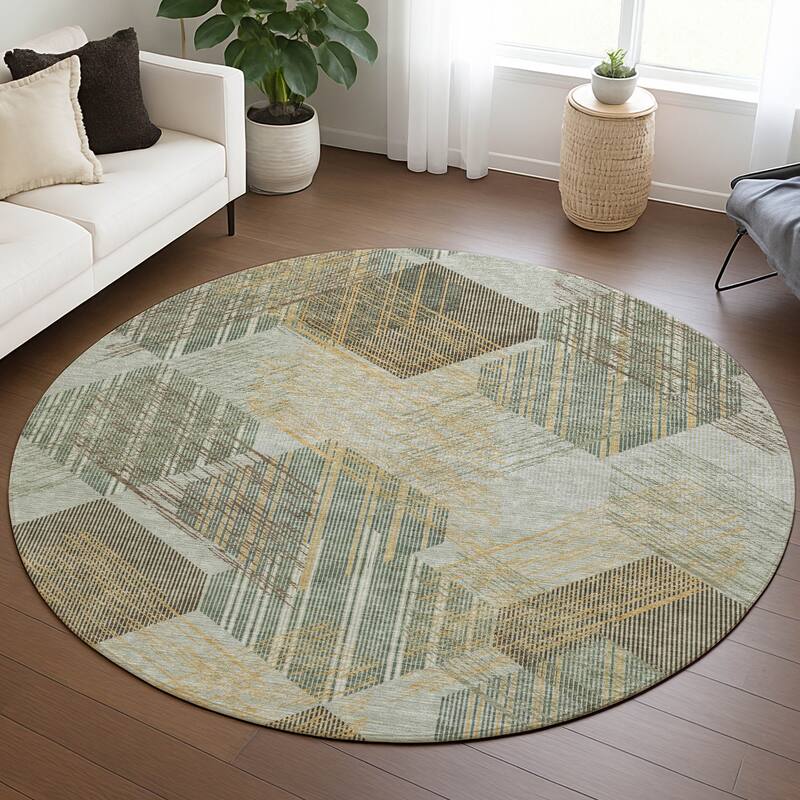 Machine Washable Indoor/ Outdoor Modern Hotchkiss Chantille Rug