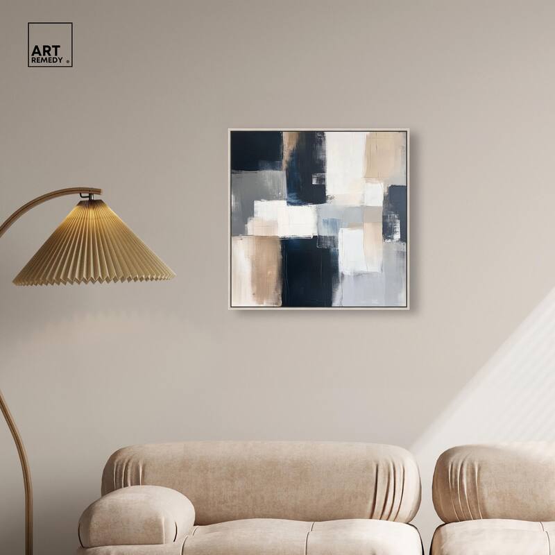 Blue and Tan Abstraction I Canvas by Art Remedy