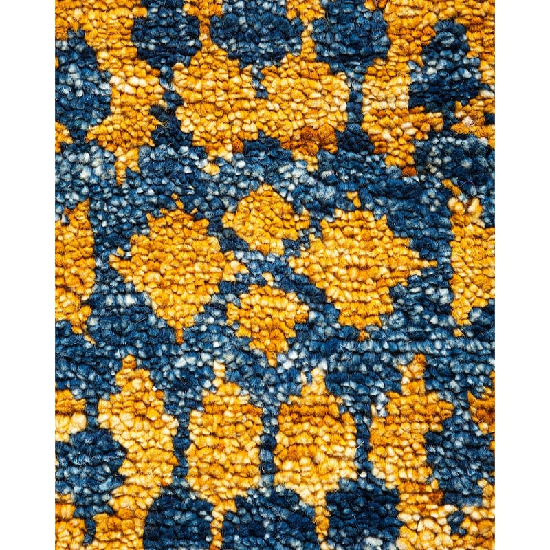 Overton Hand Knotted Wool Contemporary Ikat Yellow Area Rug - 6' x 9'