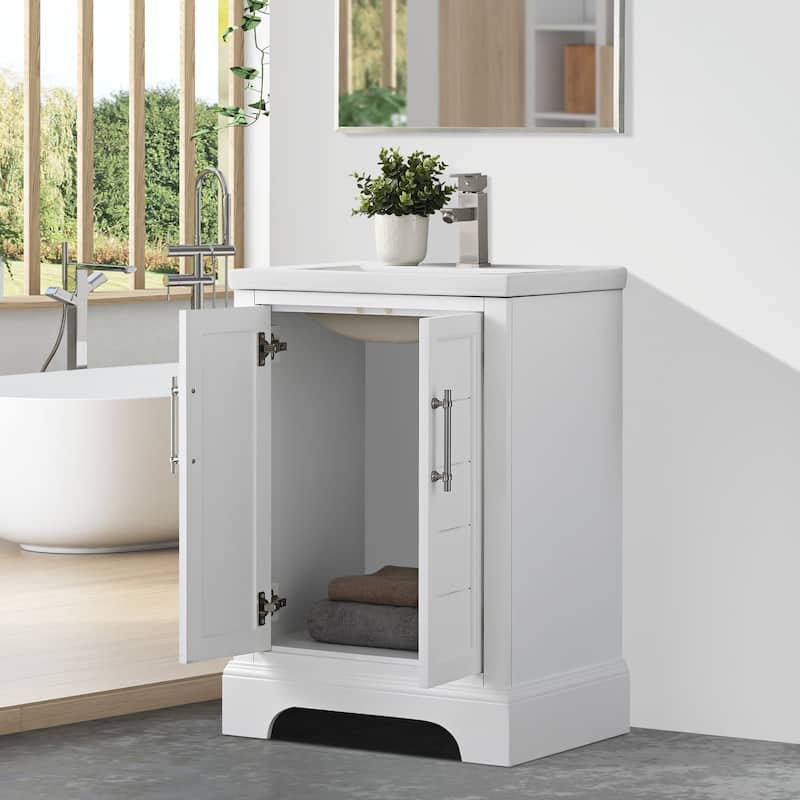 Vanity Art 24" Single Sink Bathroom Vanity with Ceramic Sink & Top