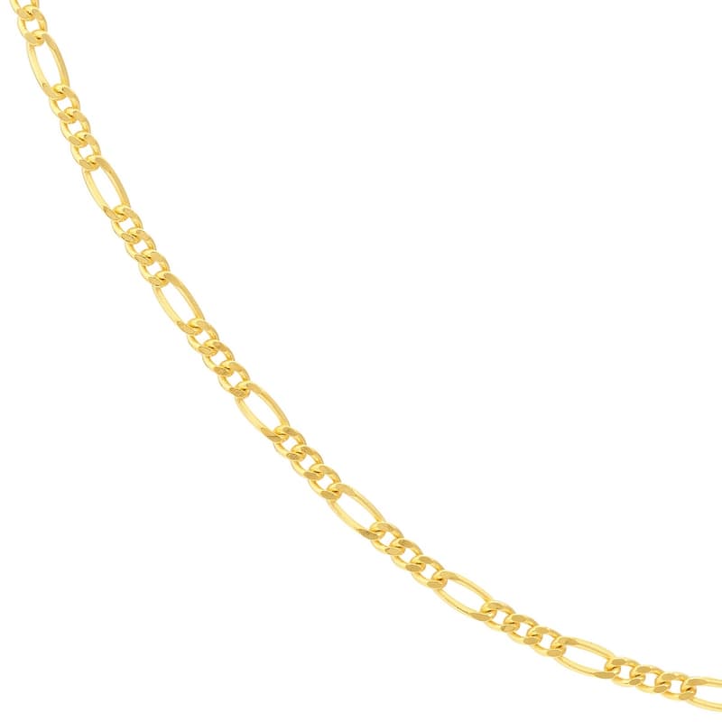Curata 10k Yellow Gold 1.28mm Figaro Chain Necklace (Spring Ring)