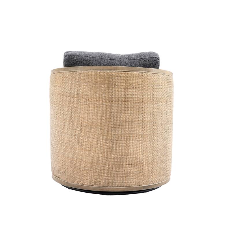 Modern 360 Degree Swivel Club Barrel Chair, Comfy Round Upholstered Accent Sofa Chair, Living Room Leisure Arm Chair