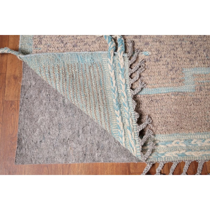 Brown Moroccan Abstract Area Rug Hand-Knotted Wool Carpet - 8'9"x 11'11"