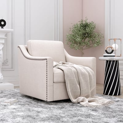 360 Degree Swivel Armchair Cotton Linen Skin-friendly Fabric Ergonomic Design