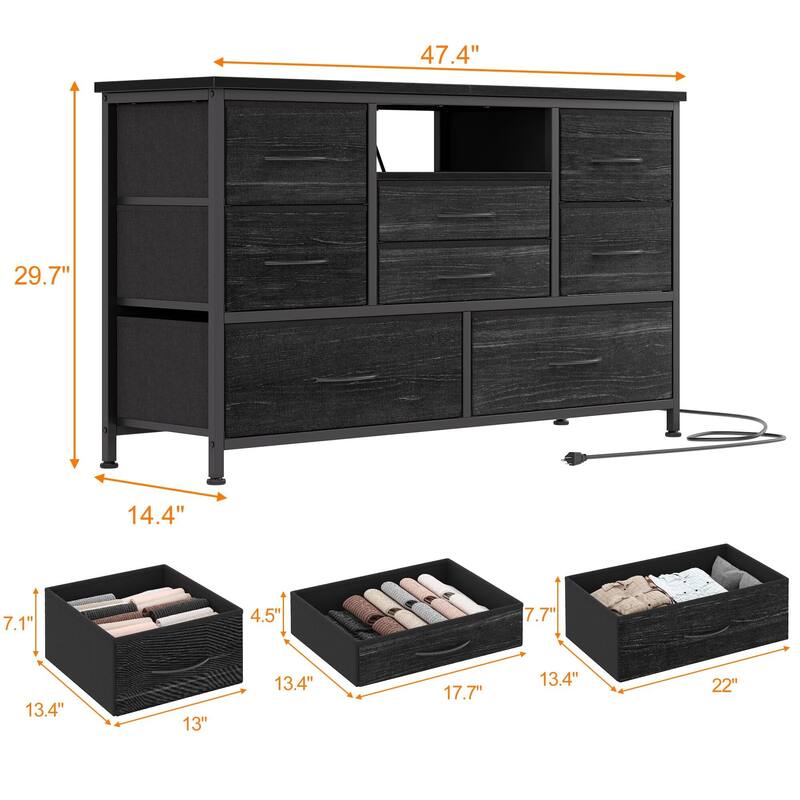 Dresser TV Stand with Power Outlet & Led for 55'' TV - 55 inches