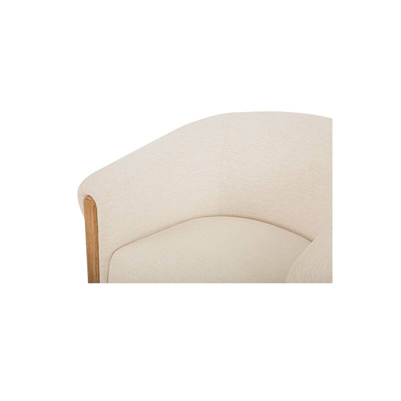 NADAAL STUDIOS Neris Accent Chair, Tub Style with Fold-Over Back and Wire-Brushed Wood Legs, Oat