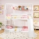 preview thumbnail 6 of 8, Gymax Twin Over Twin House Bunk Bed w/ Slide Solid Wood Low Bunk Bed