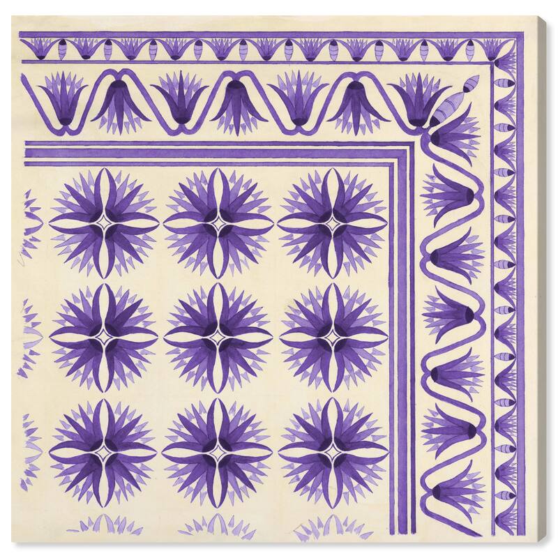 Wynwood Studio Canvas Abstract Floor Covering Lilac White and Cream White Traditional Wall Art Canvas Print