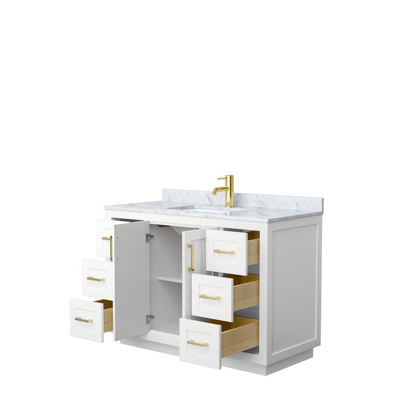 Miranda Single Vanity Set, White Carrara Marble Top, No Mirror