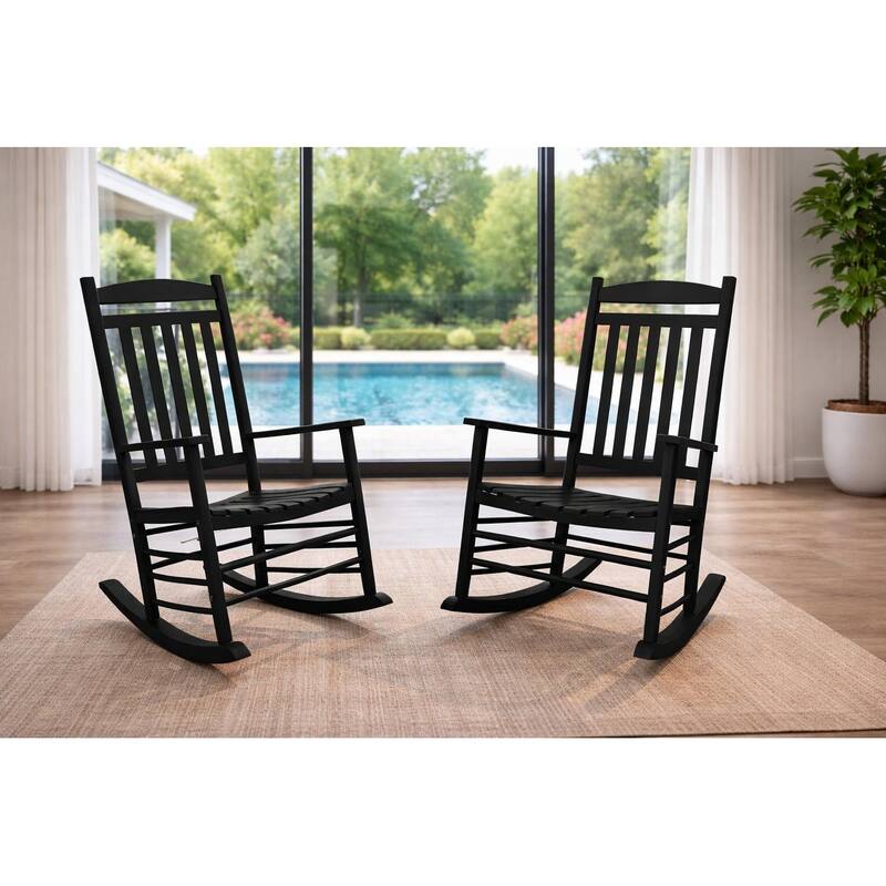 Fratelli Black Rocker Poplar Wood Outdoor Rocking Chair