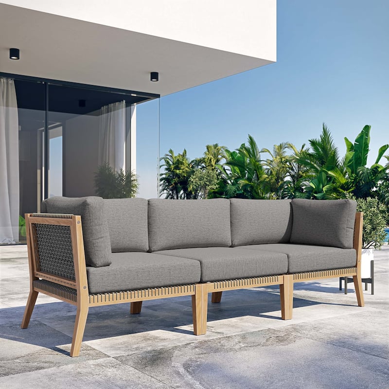 Clearwater Outdoor Patio Teak Wood Sofa - Gray Graphite