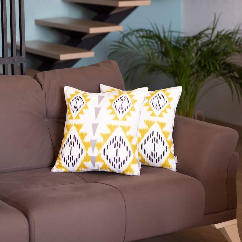 Mike & Co. Ikat Printed Throw Pillow Cover 18"x18" Set of 2 - Yellow