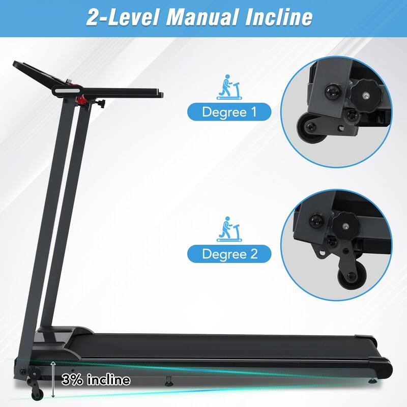 Portable Folding Treadmill with Incline, Office Walking Pad Jogging Machine, 2.5HP Walking Treadmill with Anti-Slip Belt