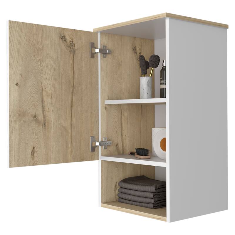 Medicine Cabinet with Soft Close, Single Door, Two Internal Shelves, Light Gray Finish - Easy Assembly