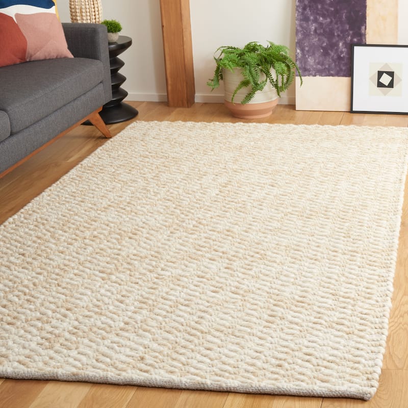 SAFAVIEH Handmade Natura Lorelies Textured Wool Rug - 4' x 6' - Beige/Ivory