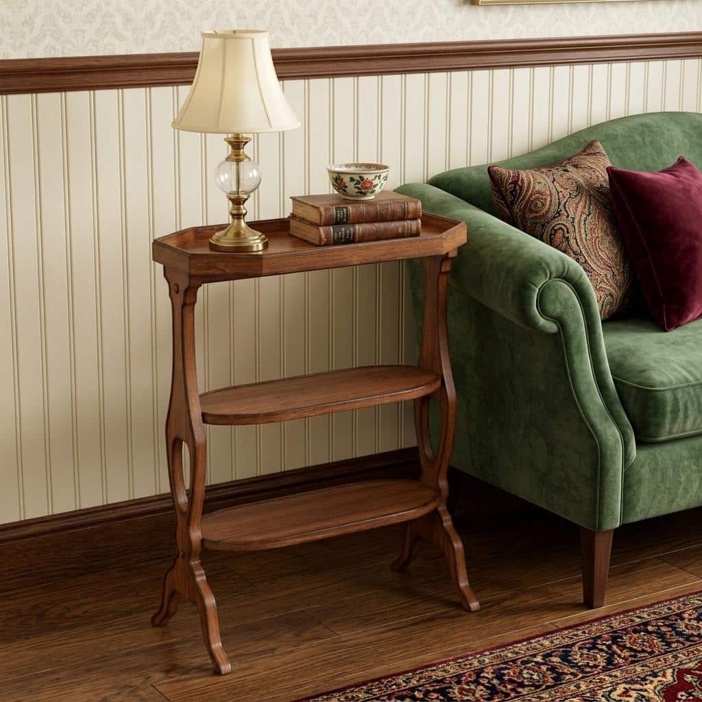 HomeRoots 28" Medium Brown Manufactured Wood Octagon End Table With Two Shelves - 22.00 in. x 28.00 in. x 10.00 in.